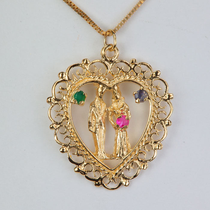 yellow gold wedding couple pendant with stones