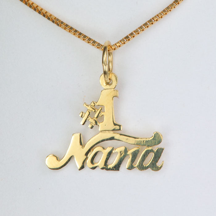 yellow gold pendant charm with #1 Nana