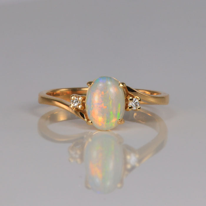opal yellow gold diamond ring