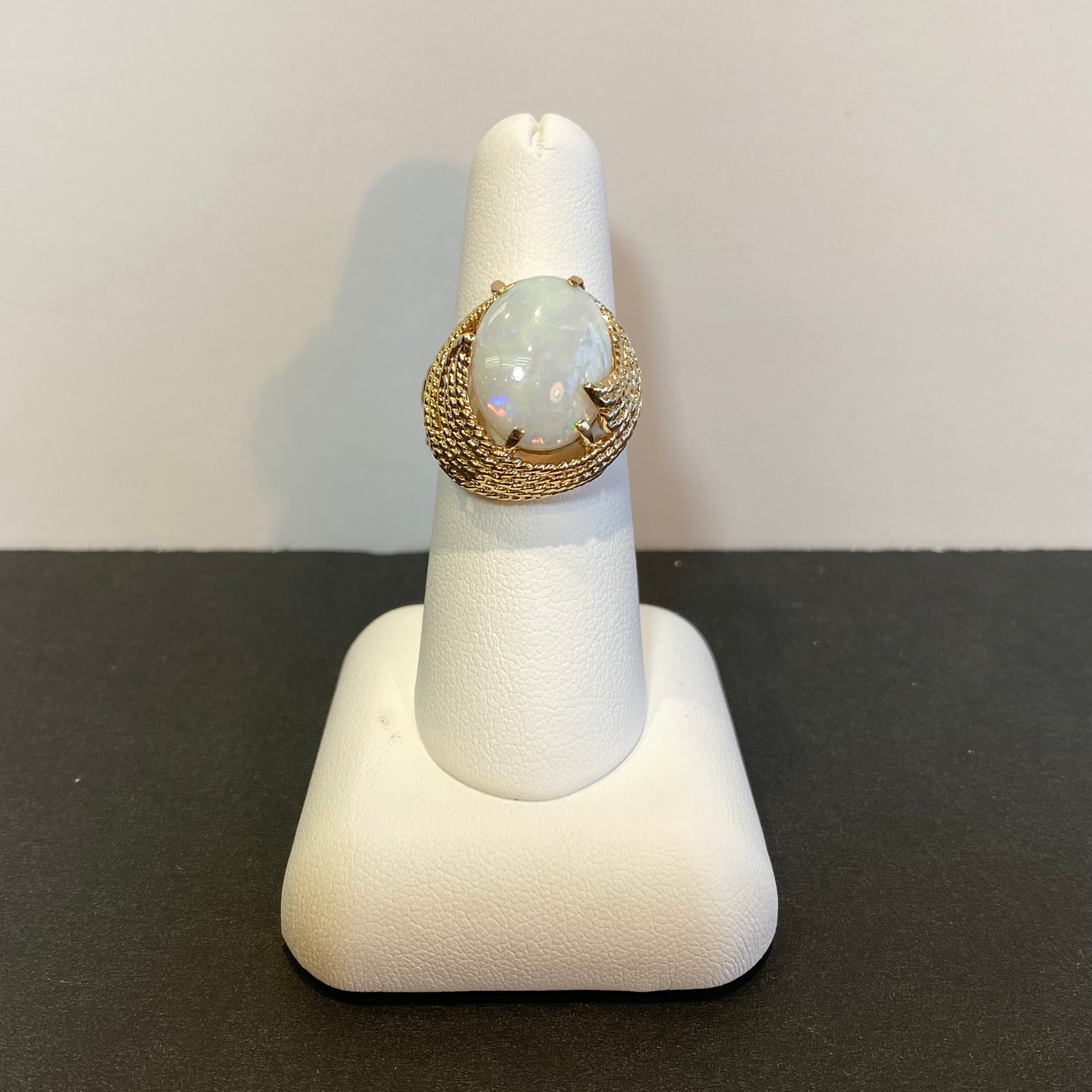 opal cabochon yellow gold ring