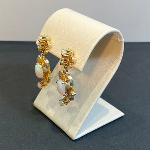 opal and diamond handmade earrings