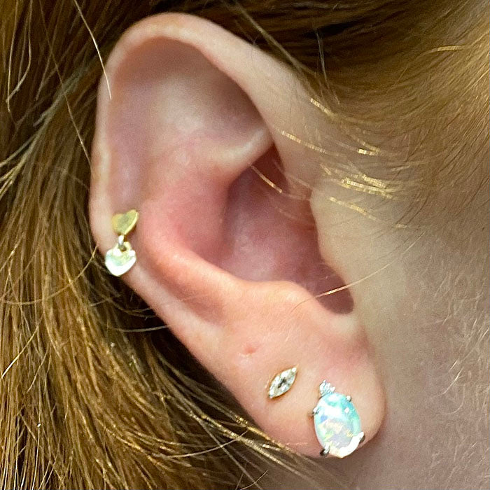 white gold opal and diamond studs