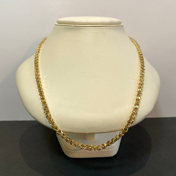 14k yellow gold open link wheat chain necklace