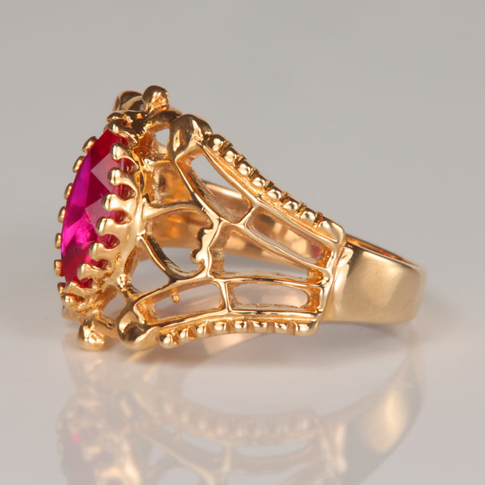 yellow gold synthetic ruby ring