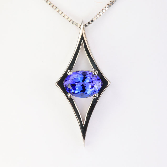 white gold oval east west pendant 