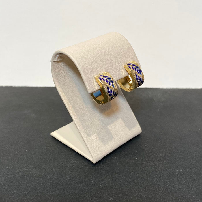 14k yellow gold painted enamel huggie hoop