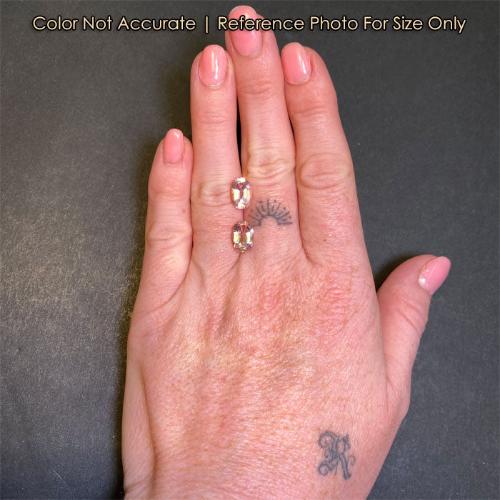 old mine cut morganite pair on hand