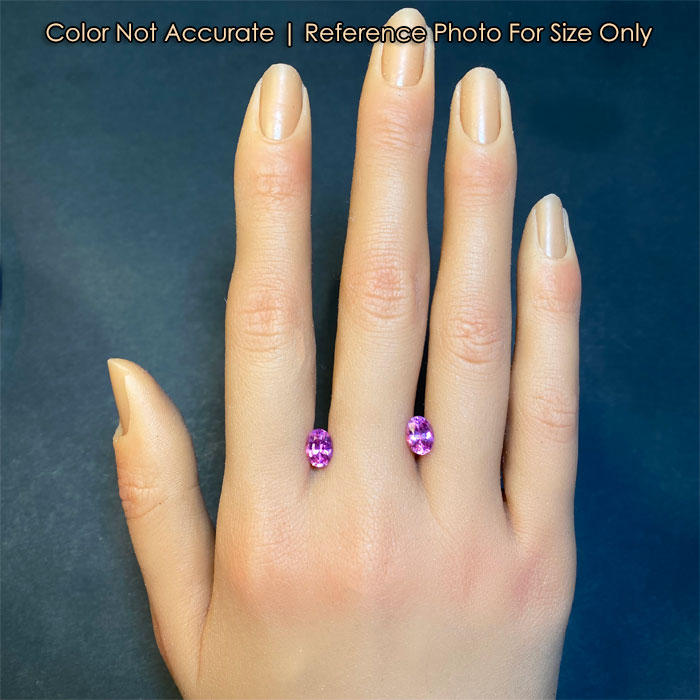 pink oval sapphires size on hand