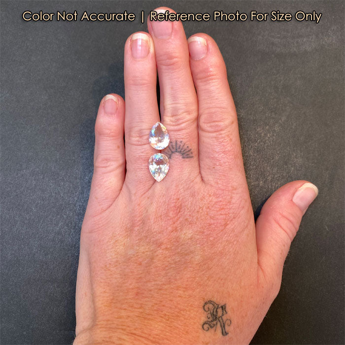 rainbow color moonstone pair on hand pear shape