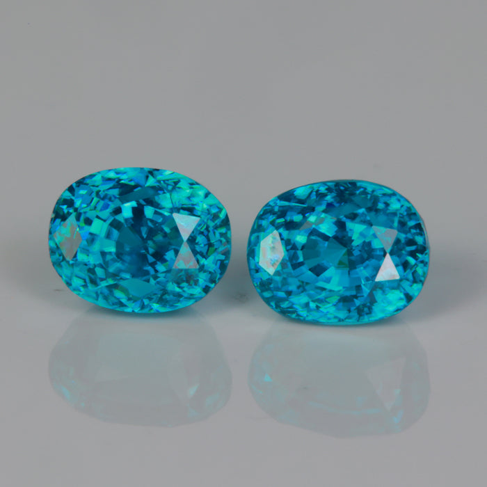 oval cut greenish blue zircon gemstones