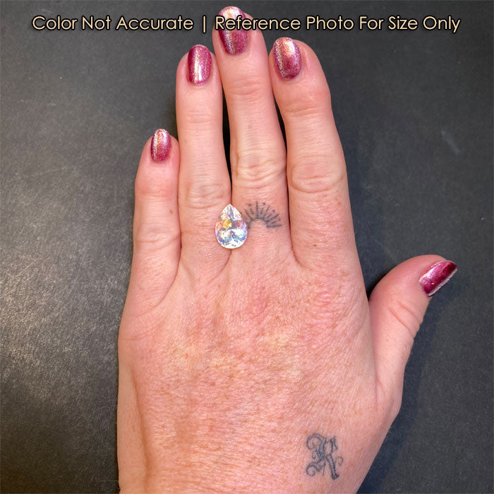 size of pear shape moonstone on hand