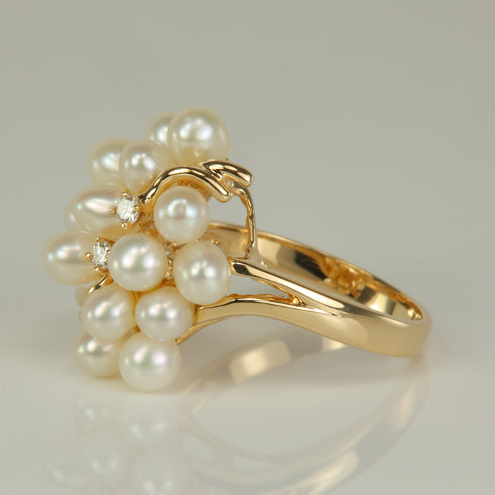 diamond accent with pearl cluster