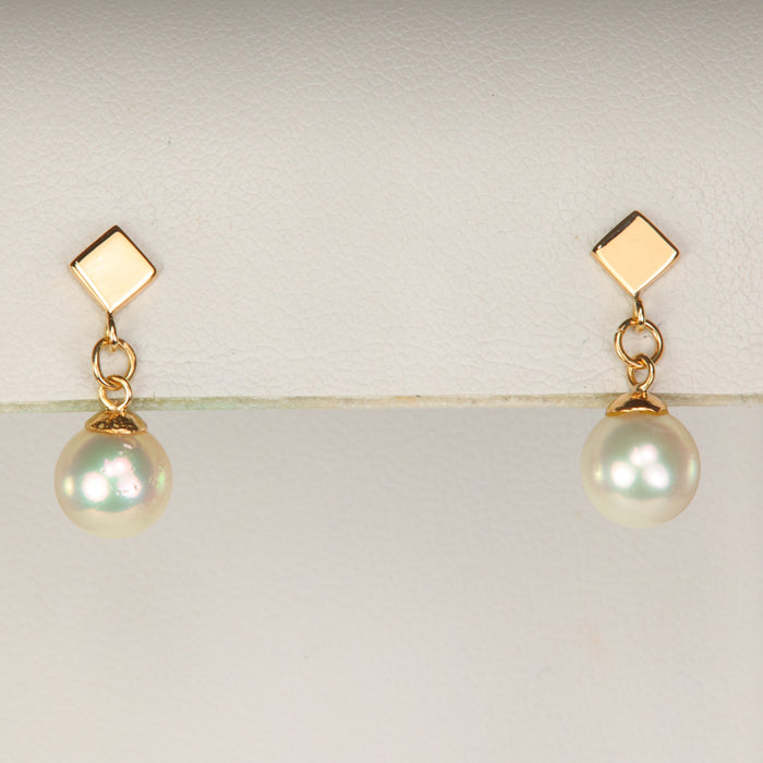 estate yellow gold pearl earrings 