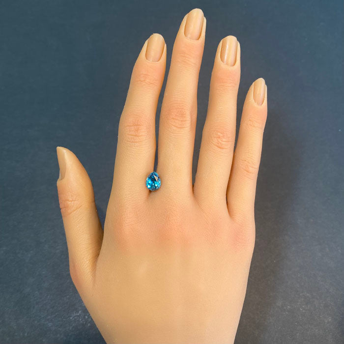 blue zircon pear shape brilliant
