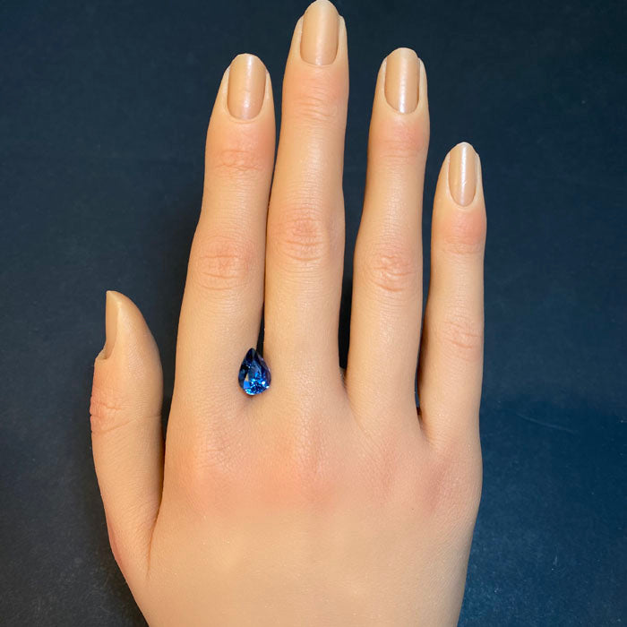 pear shape gem tanzanite steel blue