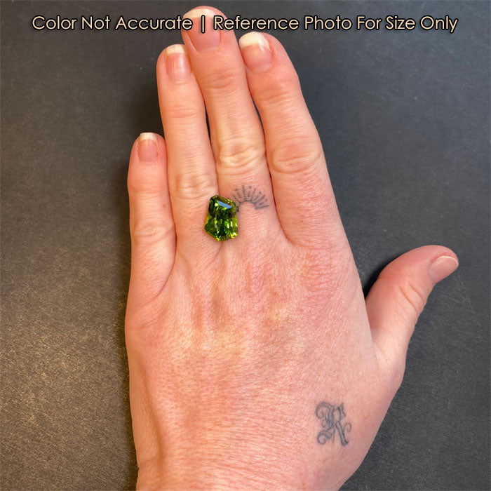 green color freeform peridot on hand size