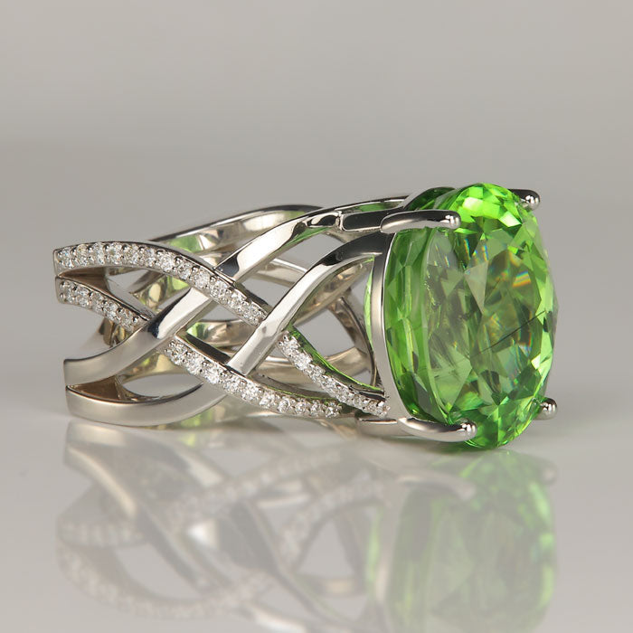 white gold peridot and diamond ring