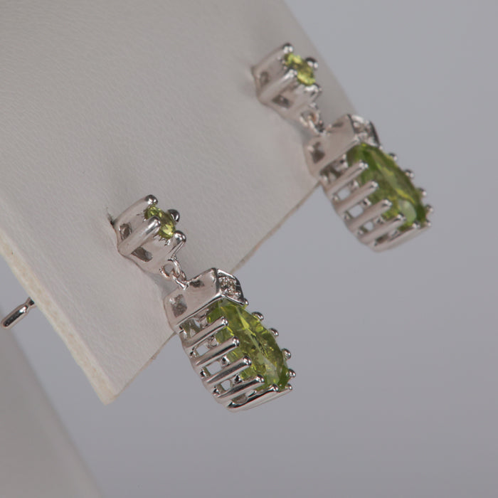 white gold peridot and diamond earrings