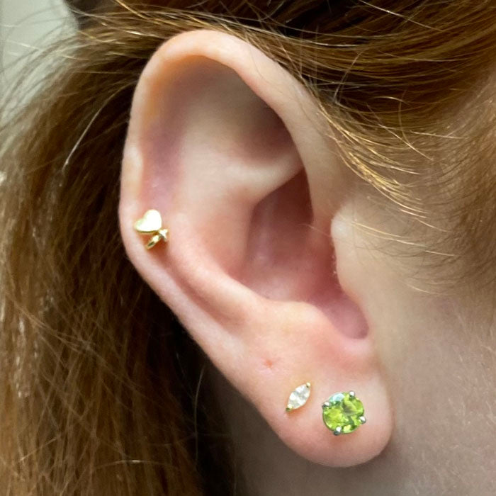 Buy 4mm Peridot Solitaire Earring in 14k Real Gold | Chordia Jewels