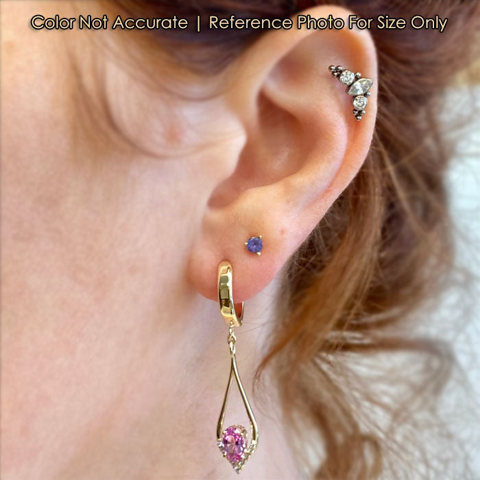 size to ear yellow gold pink sapphire huggies