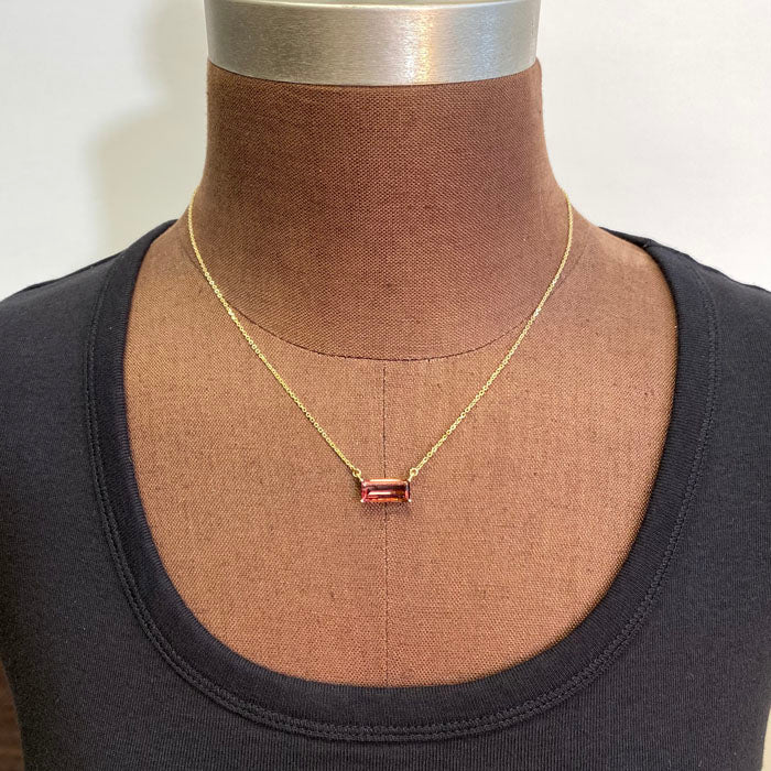 pink tourmaline necklace pendant yellow gold