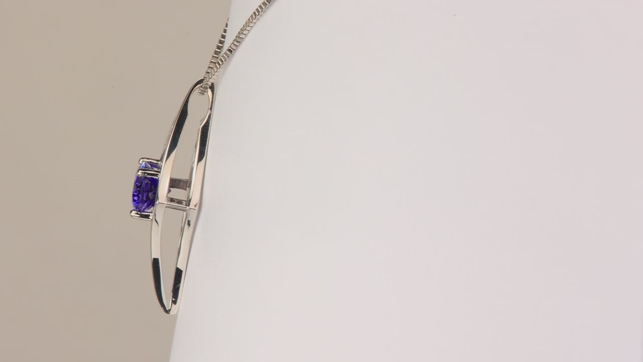 14K White Gold Oval Tanzanite Pendant by Christopher Michael 1.58 Carats