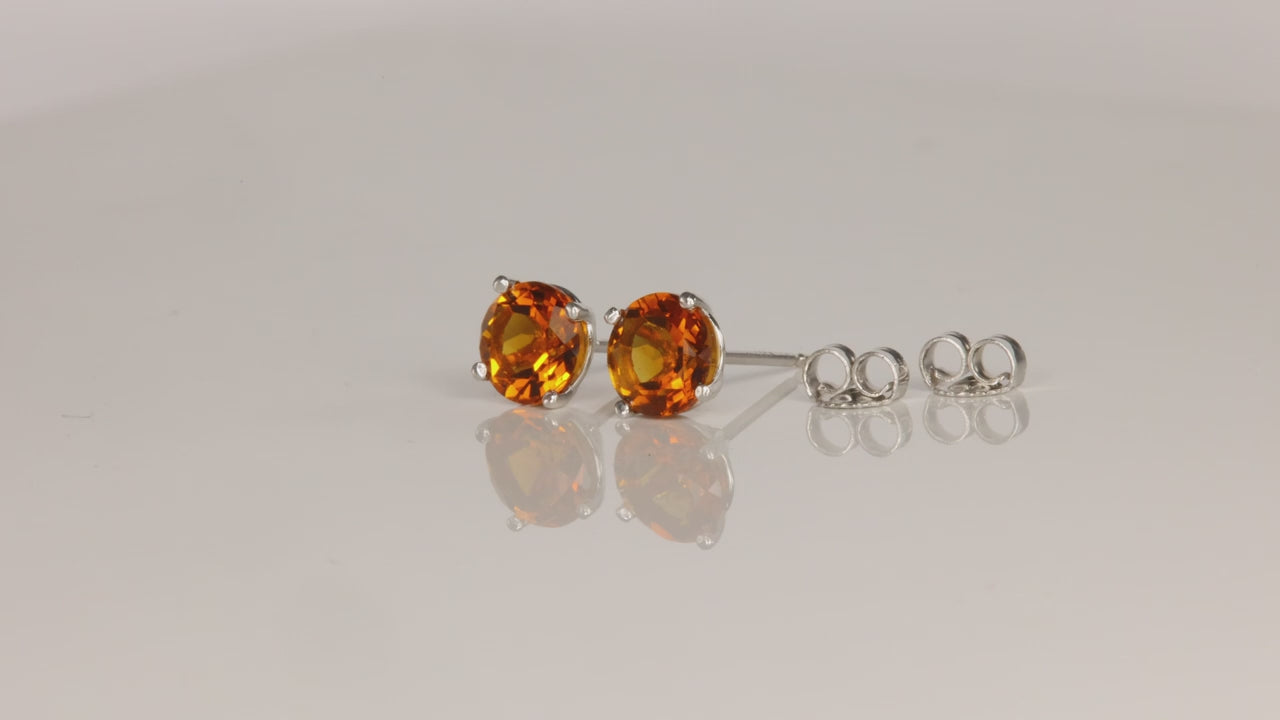 14K White Gold Citrine Stud Earrings 1.95 Carats
