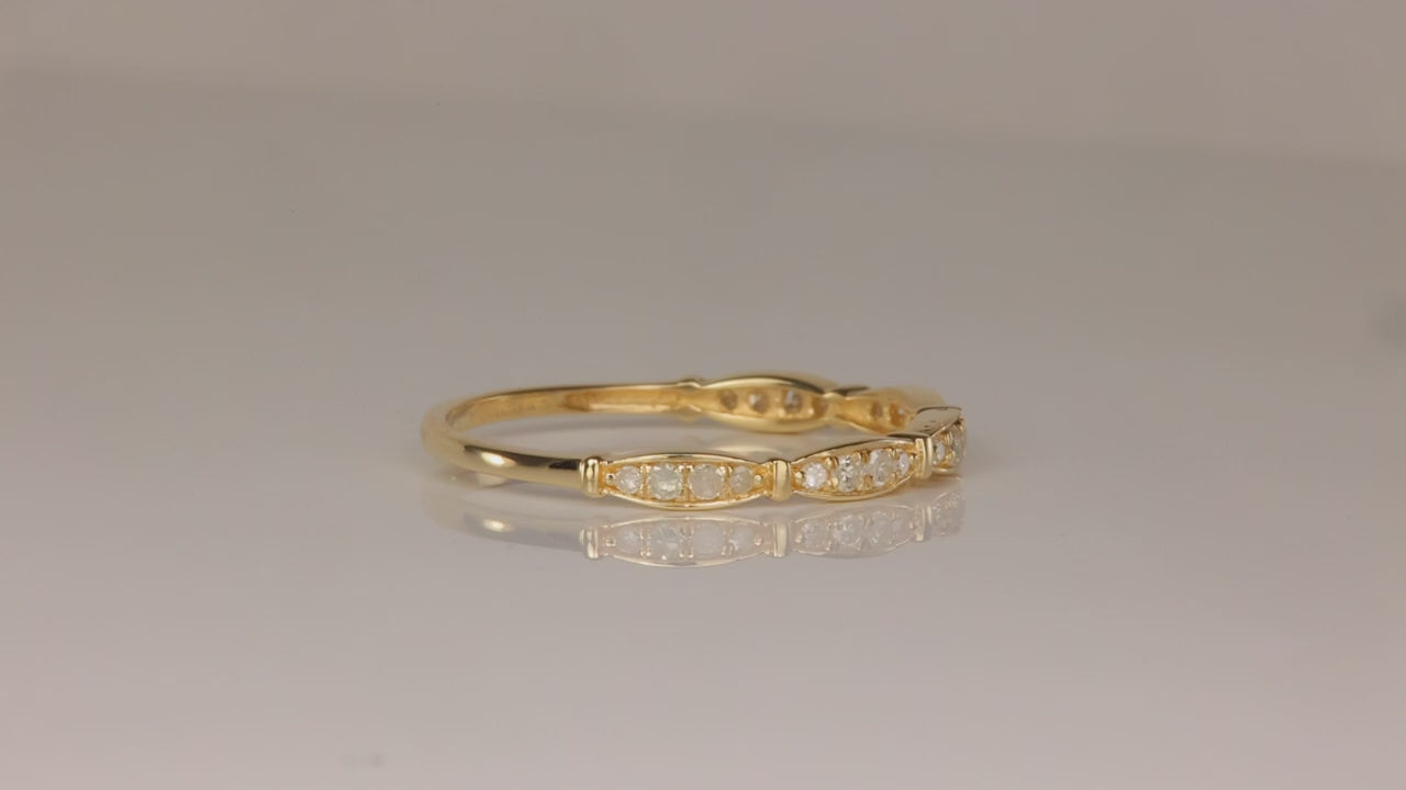 14K Yellow Gold Ellipse Style Diamond Accented Ring .20cts