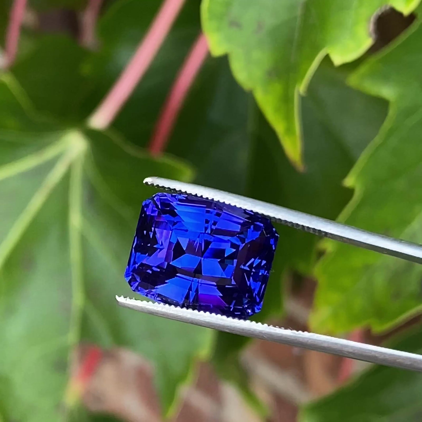 Antique Cushion Cut Mostly Blue Tanzanite 17.56 Carats (Heavy Red Flash)