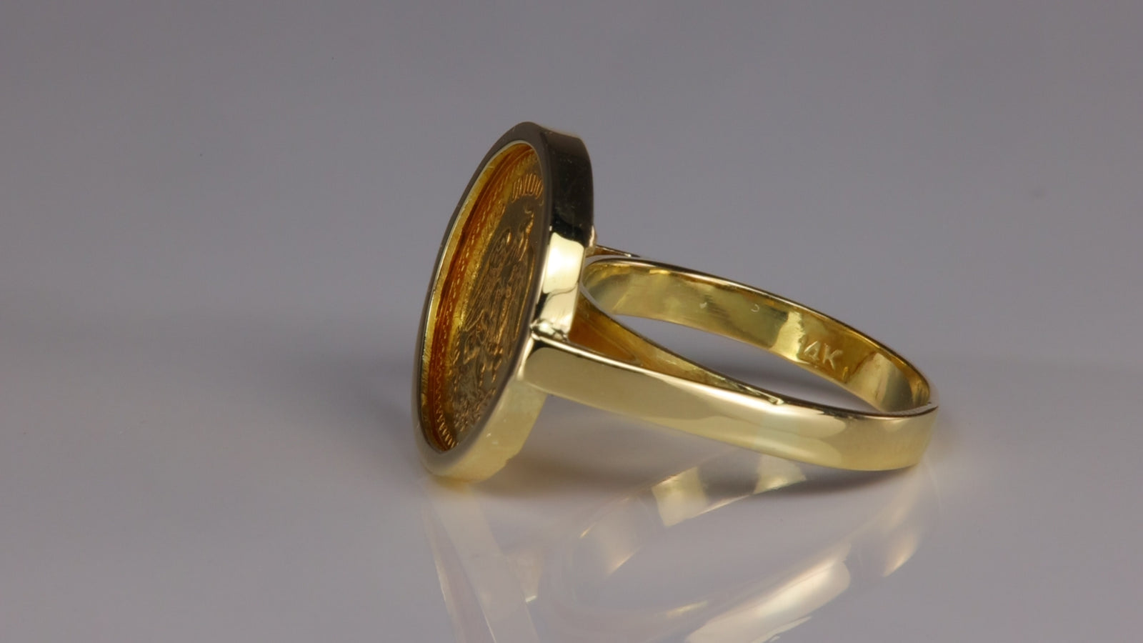 14K/22K Yellow Gold 1945 Dos Y Medio Pesos Coin Ring