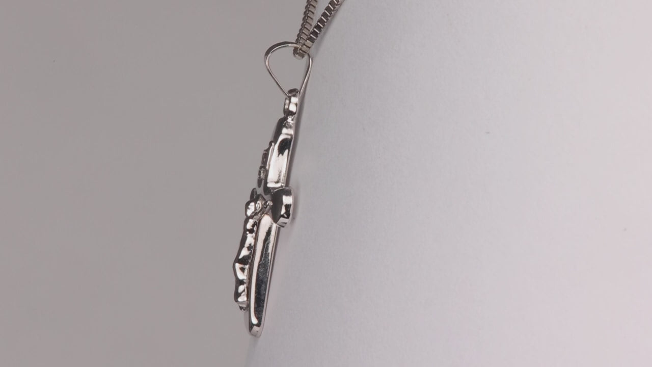 14K White Gold Crucifix Pendant