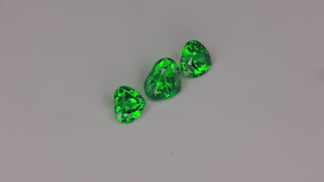 Trio of Heart Shape Brilliant Cut Tsavorite Garnets 2.83cttw