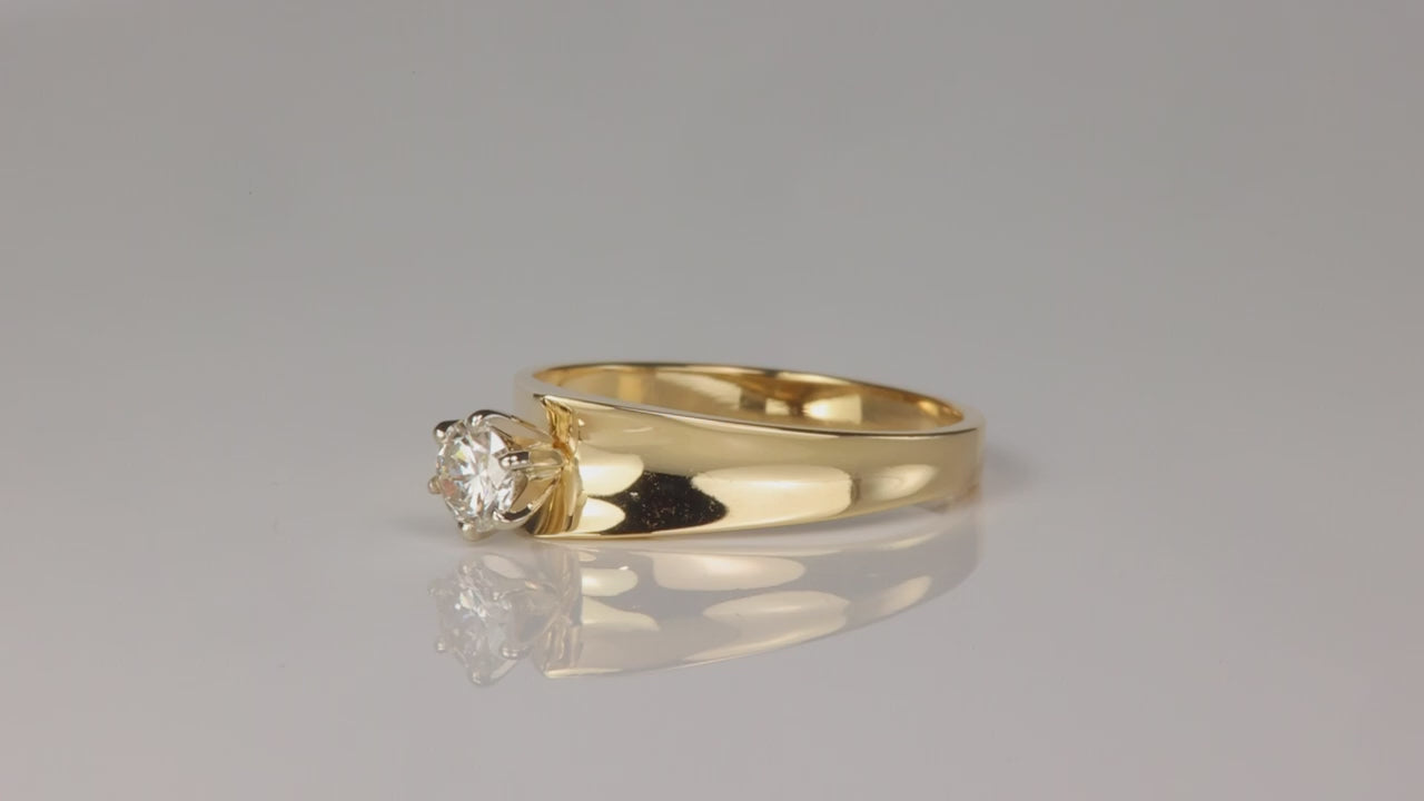 14K Yellow Gold Fine Diamond Solitaire Ring .30cts