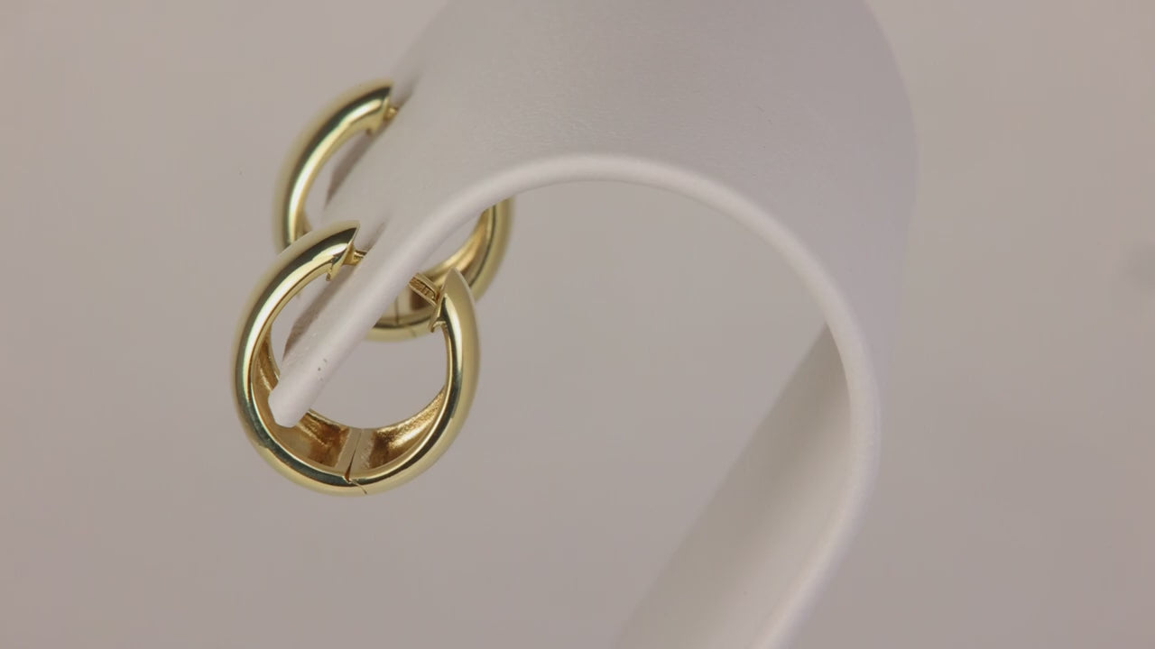 14K Yellow Gold Wide Huggie Hoop Earrings