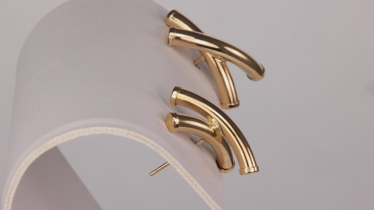 14K Yellow Gold X Stud Earrings