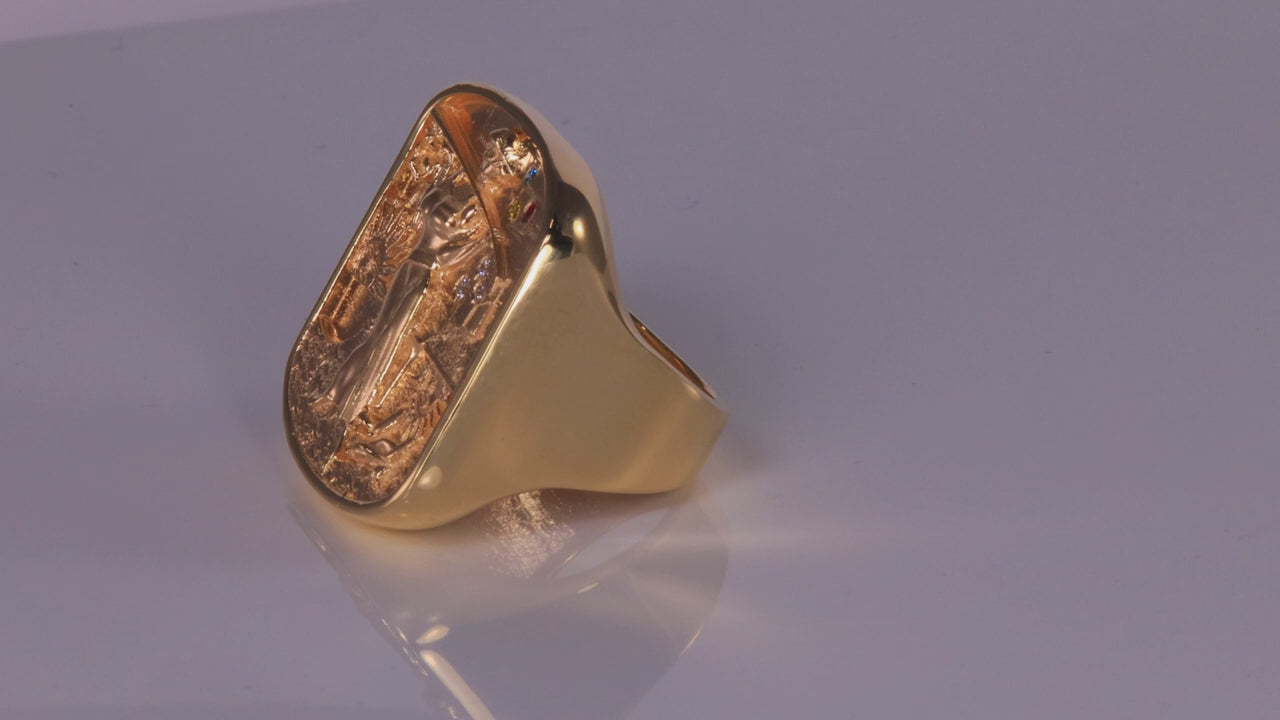 10K Yellow Gold Custom Ruby, Diamond Ring