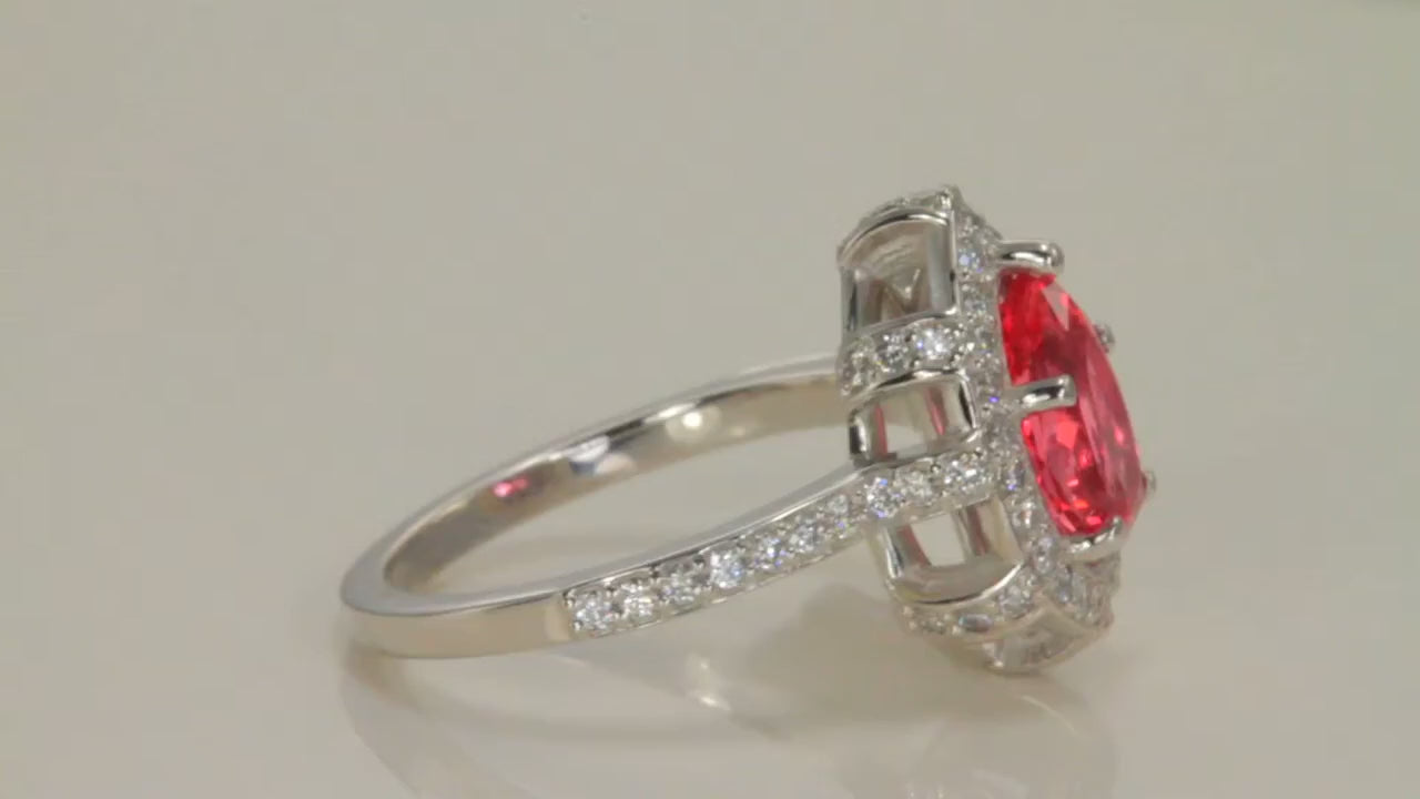 14K White Gold Tanzanian Mahenge  Spinel with Fine Diamonds Ring