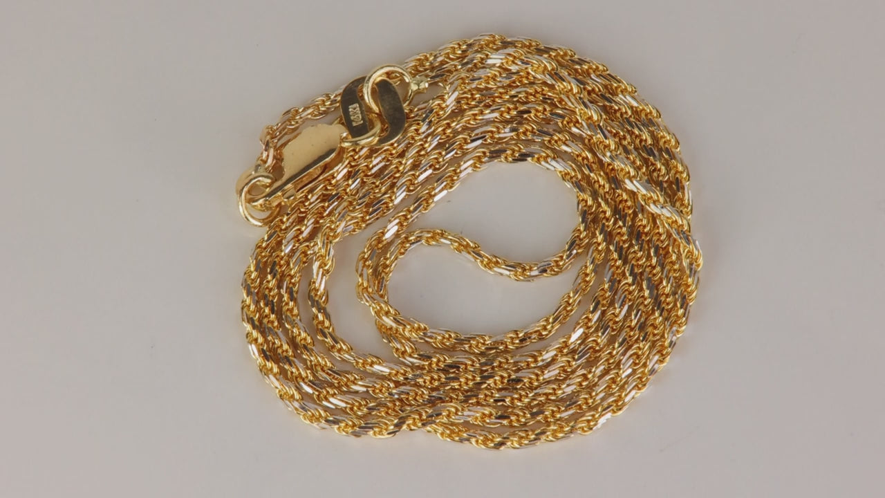 14K Yellow Gold Diamond Cut Rope Chain 18"