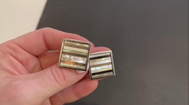 Sterling Silver and Abalone Cufflink Pair