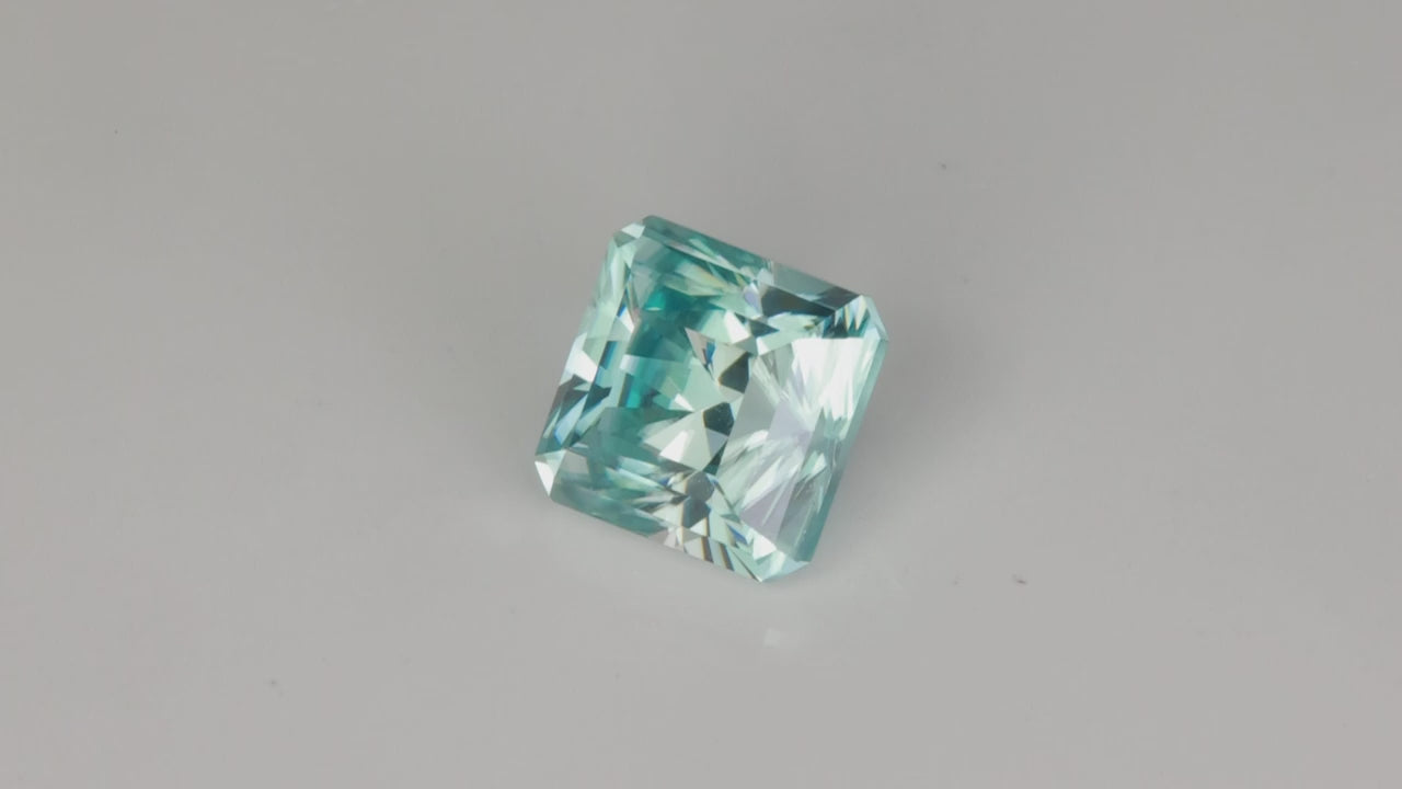 Barion Style Square Cut Blue Zircon From Cambodia 5.16 Carats