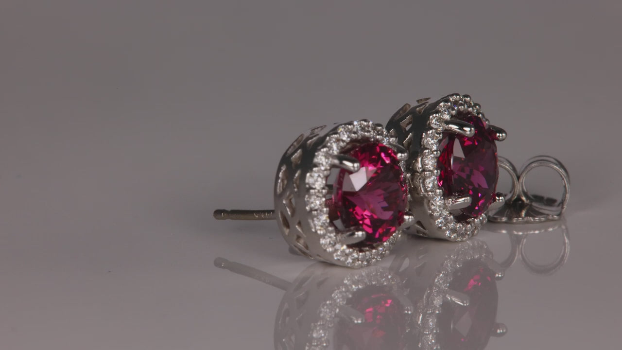 Umbalite Garnet Earrings with Diamonds in 14k White Gold 3.10 Carats
