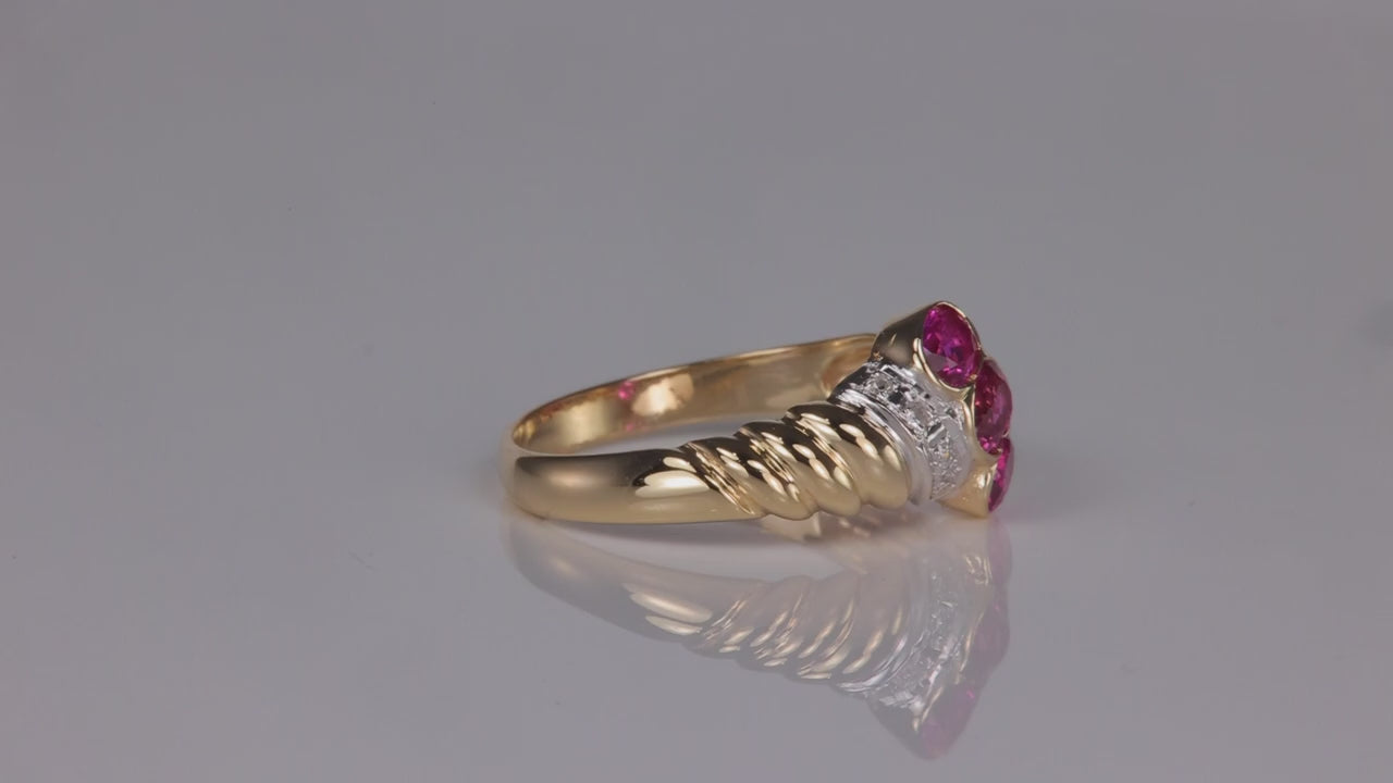 14K Yellow Gold Ruby and Diamond Accent Ring .75cts