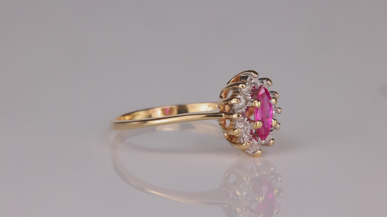 10K Yellow Gold Ruby and Diamond Ring .25cts