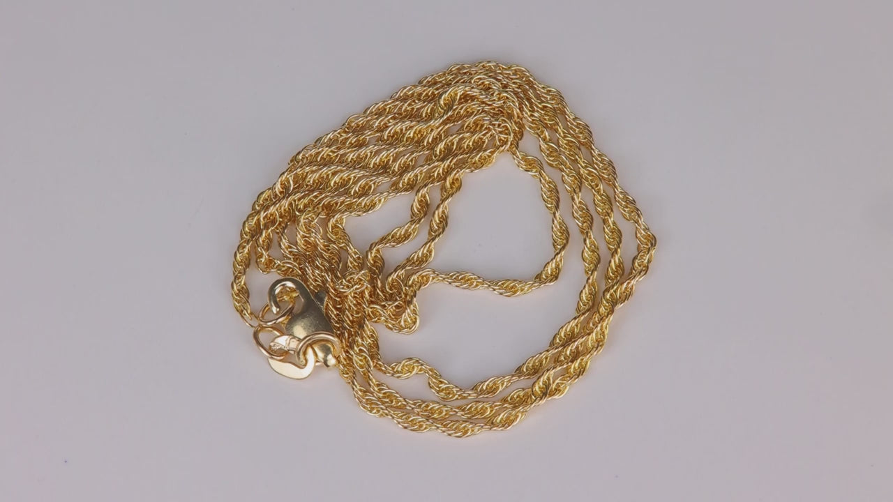 14K Yellow Gold Rope Link Chain 18"
