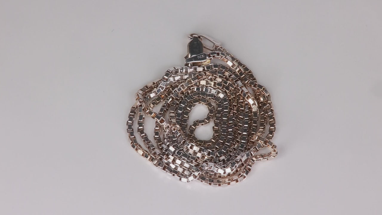 14K White Gold Box Link Chain 22"