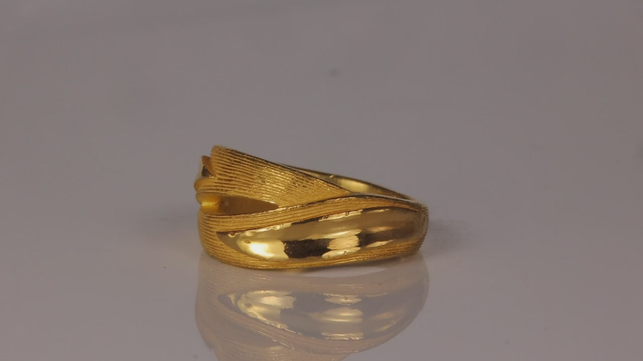 24K Yellow Gold Textured Ring