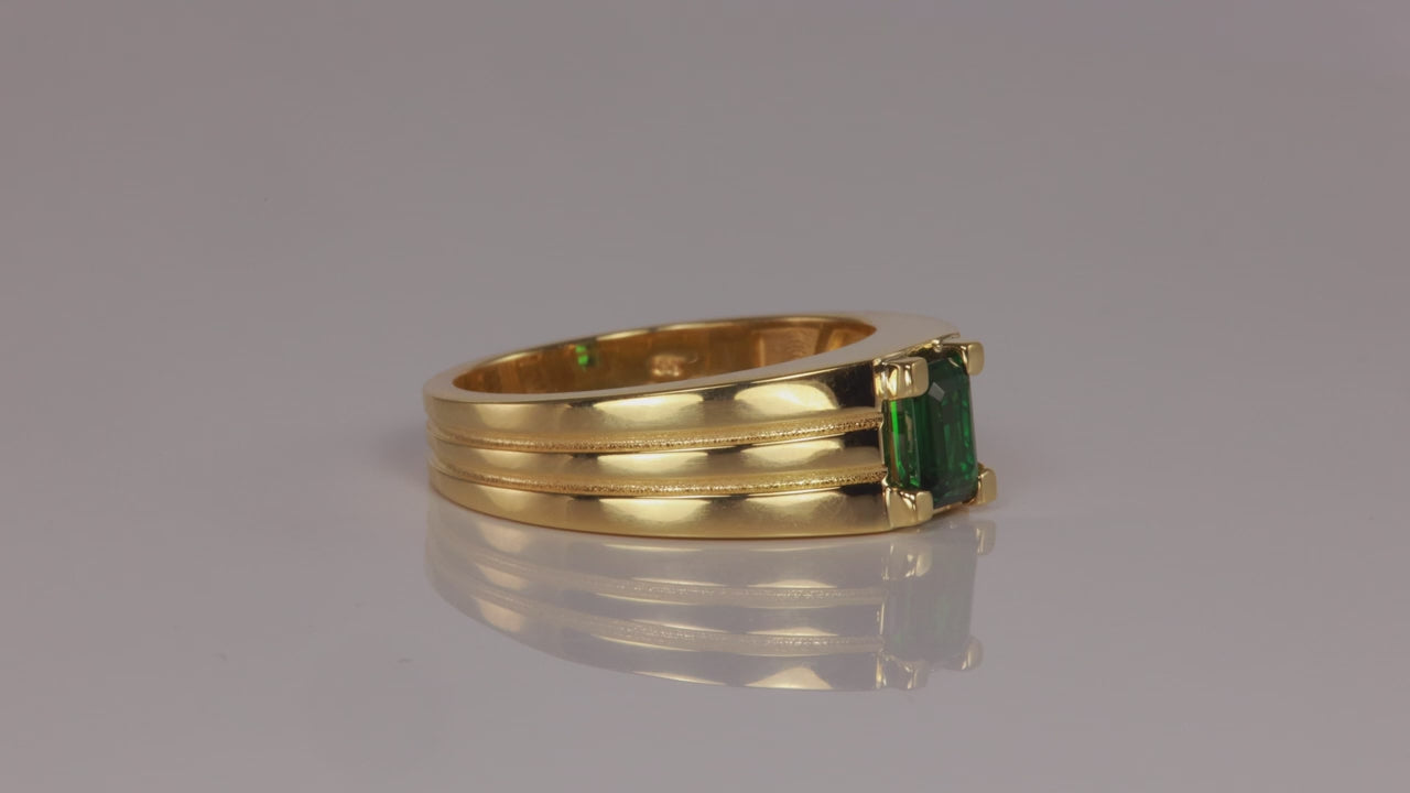 18K Yellow Gold Chrome Tourmaline Gent's Ring 1.11 Carats