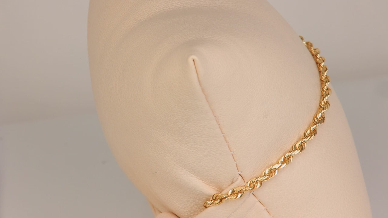 14K Yellow Gold Rope Link Bracelet/Anklet 9"