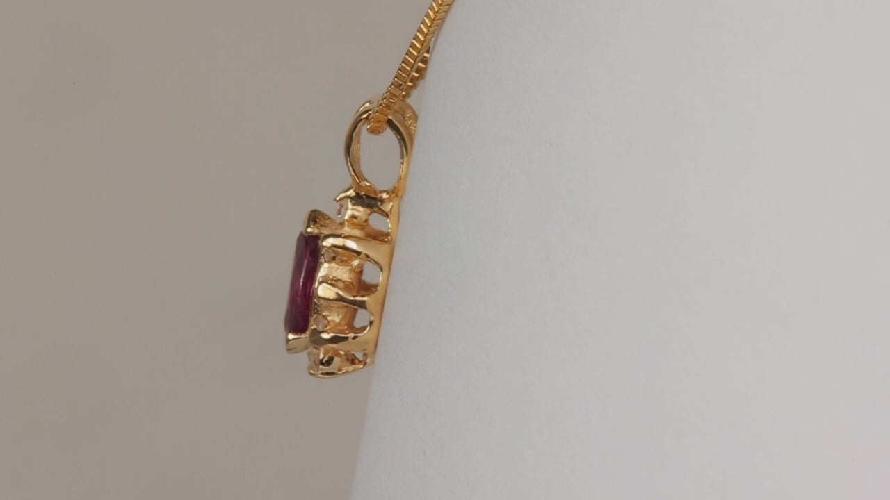 14K Yellow Gold Ruby and Diamond Pendant