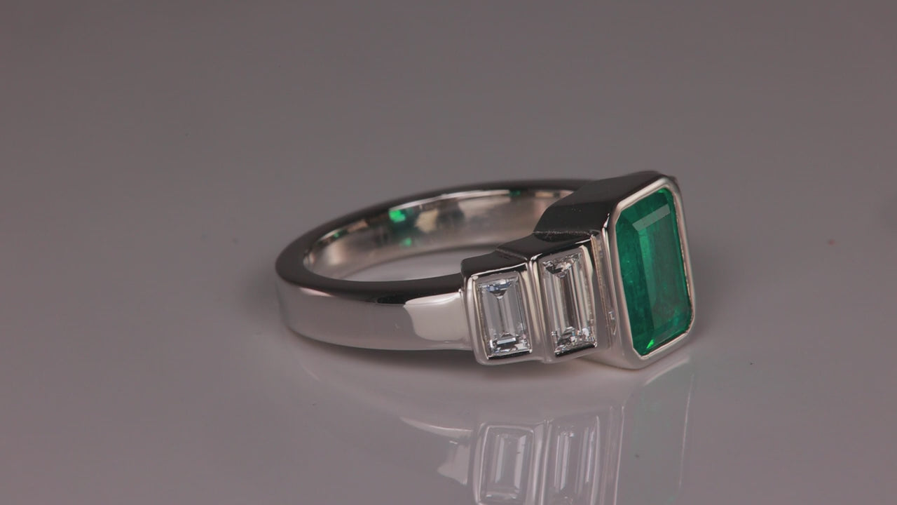 Platinum Emerald and Diamond Ring by Christopher Michael 1.83 Carats